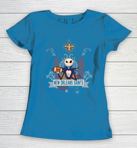 NFL New Orleans Saints Football Jack Skellington Halloween Women's T-Shirt 6