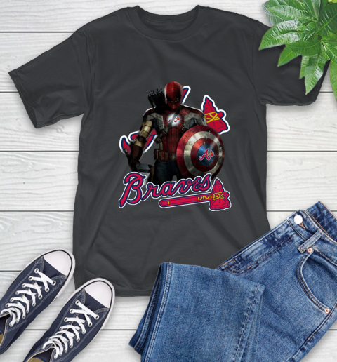MLB Captain America Thor Spider Man Hawkeye Avengers Endgame Baseball Atlanta Braves T-Shirt 2