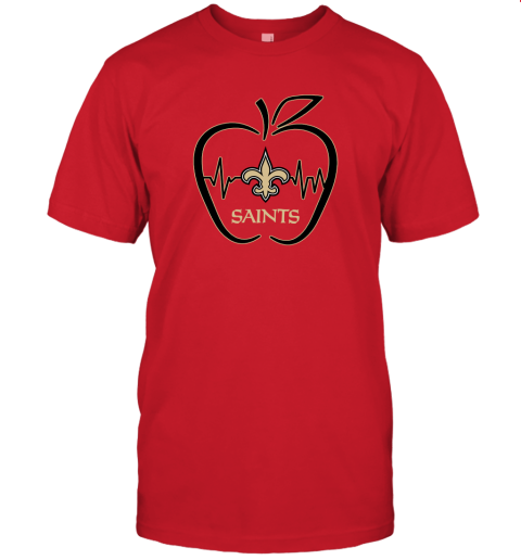 Apple Heartbeat Teacher Symbol New Orleans Saints Unisex Jersey Tee