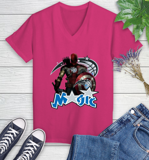 Philadelphia 76ers NBA Basketball Captain America Thor Spider Man Hawkeye Avengers Women's V-Neck T-Shirt 9