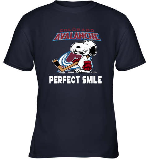 w0th colorado avalanche snoopy perfect smile the peanuts youth t shirt 26 front navy