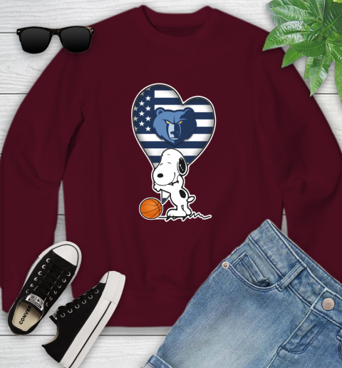 Memphis Grizzlies NBA Basketball The Peanuts Movie Adorable Snoopy Youth Sweatshirt 5