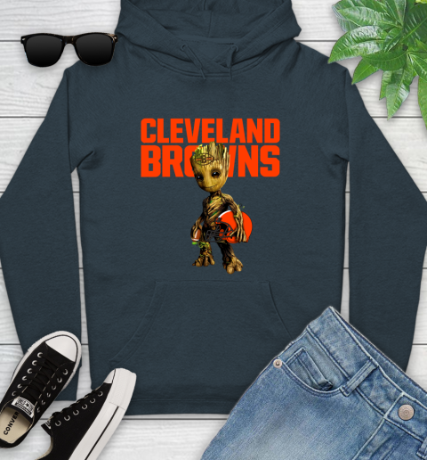 Cleveland Browns NFL Football Groot Marvel Guardians Of The Galaxy Youth Hoodie 8