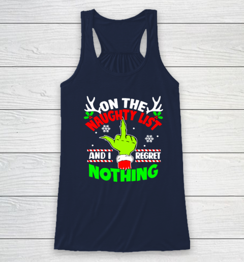 Funny On The List Of Naughty And I Regret Nothing Christmas Racerback Tank 5