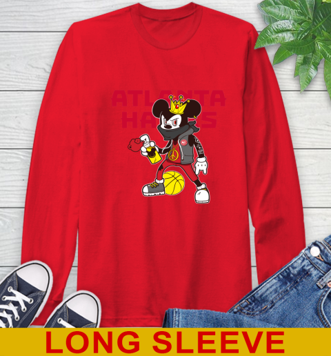 Atlanta Hawks NBA Basketball Mickey Peace Sign Sports Long Sleeve T-Shirt 10