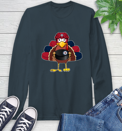 Winnipeg Jets Turkey Thanksgiving Day Long Sleeve T-Shirt 8