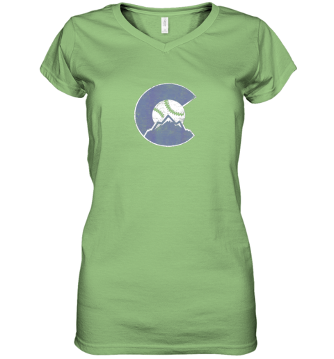 v31k new colorado rocky mountain baseball sports team women v neck t shirt 39 front lime