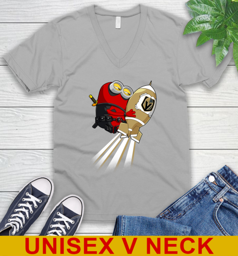 NHL Hockey Vegas Golden Knights Deadpool Minion Marvel Shirt V-Neck T-Shirt 3