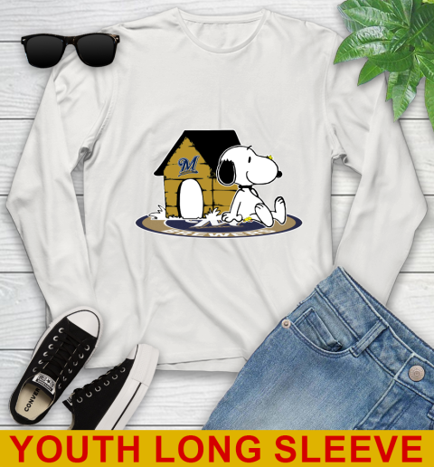 MLB Baseball Milwaukee Brewers Snoopy The Peanuts Movie Shirt Youth Long Sleeve 12