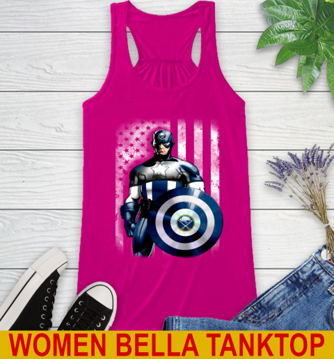 Buffalo Sabres NHL Hockey Captain America Marvel Avengers American Flag Shirt Racerback Tank 6