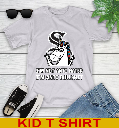 Chicago White Sox MLB Baseball Unicorn I'm Not Anti Hater I'm Anti Bullshit Youth T-Shirt 5