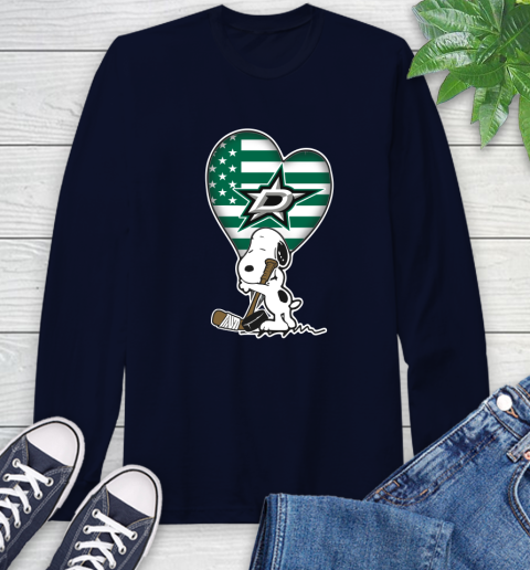 Dallas Stars NHL Hockey The Peanuts Movie Adorable Snoopy Long Sleeve T-Shirt 4