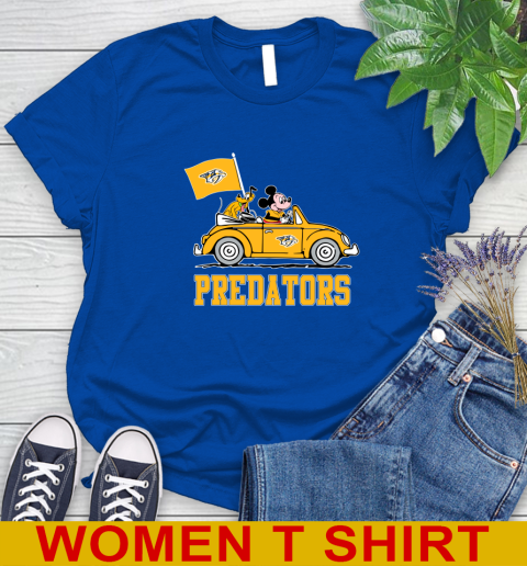 NHL Hockey Nashville Predators Pluto Mickey Driving Disney Shirt Women's T-Shirt 9
