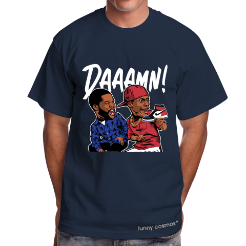 Air Jordan 1 Top 3 Matching Sneaker Shirt Daaamn Meme Black White Blue And Red Sneaker Black Tshirt