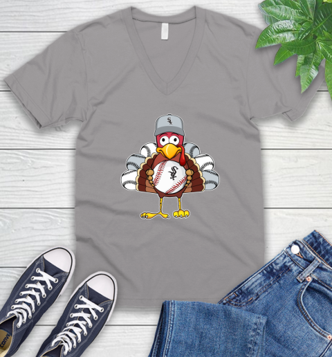Chicago White Sox Turkey thanksgiving V-Neck T-Shirt 4