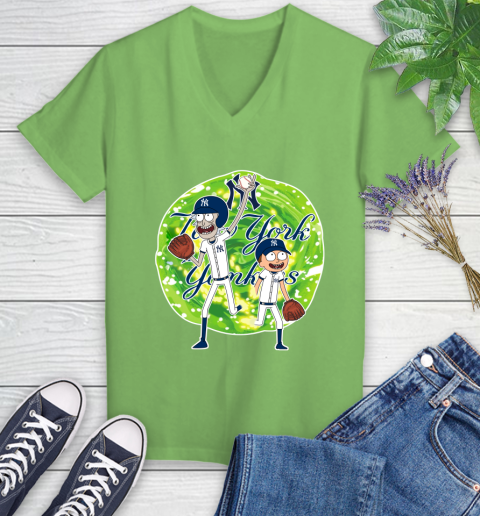 MLB New York Yankees Rick And Morty Baseball Sports Women's V-Neck T-Shirt 11