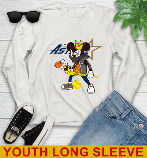 Houston Astros MLB Baseball Mickey Peace Sign Sports Youth Long Sleeve 12