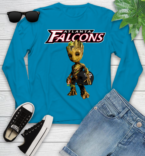 Atlanta Falcons NFL Football Groot Marvel Guardians Of The Galaxy Youth Long Sleeve 7