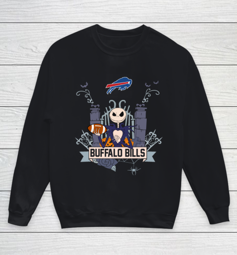 NFL Buffalo Bills Football Jack Skellington Halloween Youth Sweatshirt