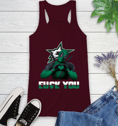 NHL Dallas Stars Deadpool Love You Fuck You Hockey Sports Racerback Tank 2