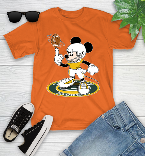 NFL Football Green Bay Packers Cheerful Mickey Disney Shirt Youth T-Shirt 7