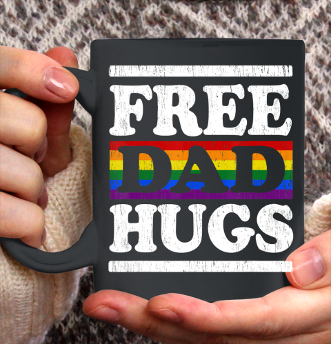 Nurse Shirt Vintage Free dad hugs rainbow Love LGBT Gay lesbian pride T Shirt Ceramic Mug 11oz