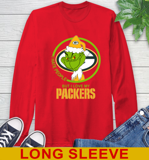 Green Bay Packers NFL Christmas Grinch I Hate People But I Love My Favorite Football Team Long Sleeve T-Shirt 10