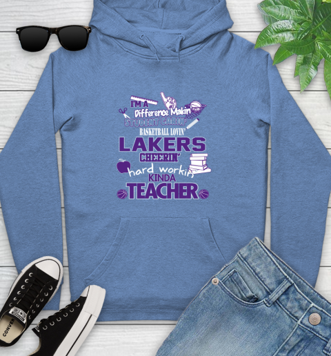 Los Angeles Lakers NBA I'm A Difference Making Student Caring Basketball Loving Kinda Teacher Youth Hoodie 13