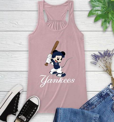 MLB Baseball New York Yankees Cheerful Mickey Mouse Shirt Racerback Tank 10