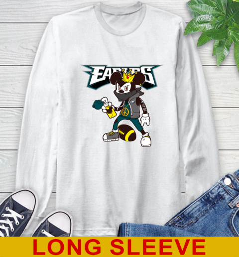 Philadelphia Eagles NFL Football Mickey Peace Sign Sports Long Sleeve T-Shirt