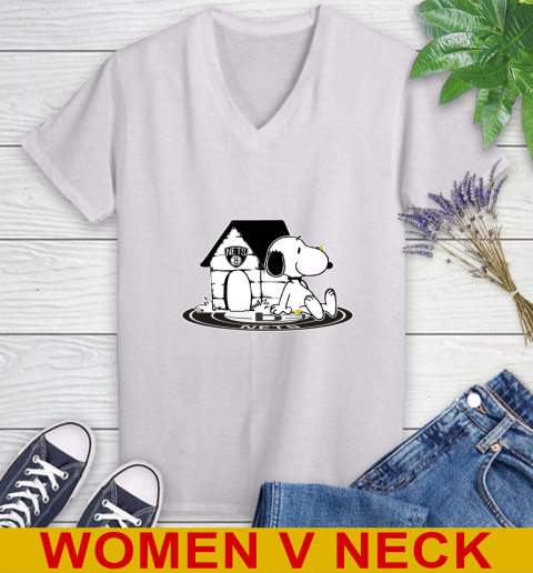 NBA Basketball Brooklyn Nets Snoopy The Peanuts Movie Shirt Women's V-Neck T-Shirt