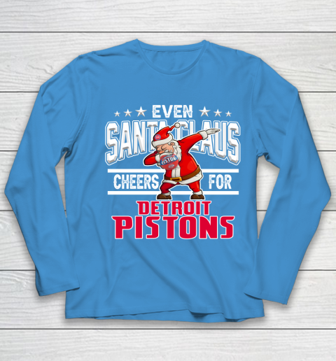 Detroit Pistons Even Santa Claus Cheers For Christmas NBA Youth Long Sleeve 5
