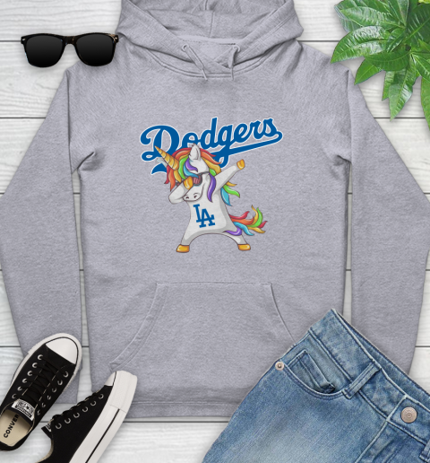 Los Angeles Dodgers MLB Baseball Funny Unicorn Dabbing Sports Youth Hoodie 6