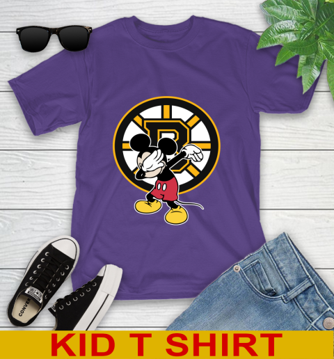 Boston Bruins NHL Hockey Dabbing Mickey Disney Sports Youth T-Shirt 4