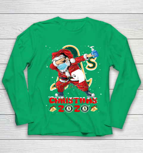 Oakland Athletics Funny Santa Claus Dabbing Christmas 2020 MLB Youth Long Sleeve 4