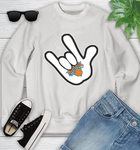 New York Knicks NBA Basketball Mickey Rock Hand Disney Youth Sweatshirt