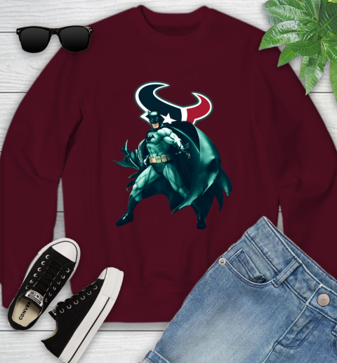 NFL Batman Football Sports Houston Texans Youth Sweatshirt 5