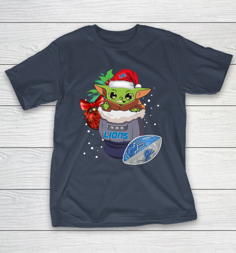 Detroit Lions Christmas Baby Yoda Star Wars Funny Happy NFL T-Shirt 5