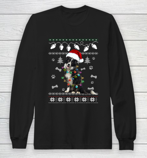 Border Collie Christmas Dog Light Ugly Long Sleeve T-Shirt