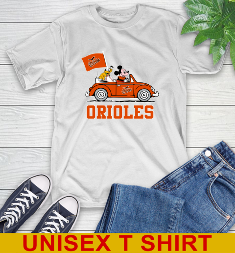 MLB Baseball Baltimore Orioles Pluto Mickey Driving Disney Shirt T-Shirt