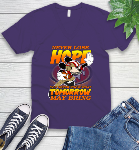 San Francisco 49ers NFL Football Mickey Disney Never Lose Hope V-Neck T-Shirt 9