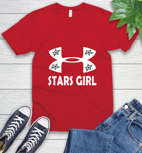 NHL Dallas Stars Girl Under Armour Hockey Sports V-Neck T-Shirt 6