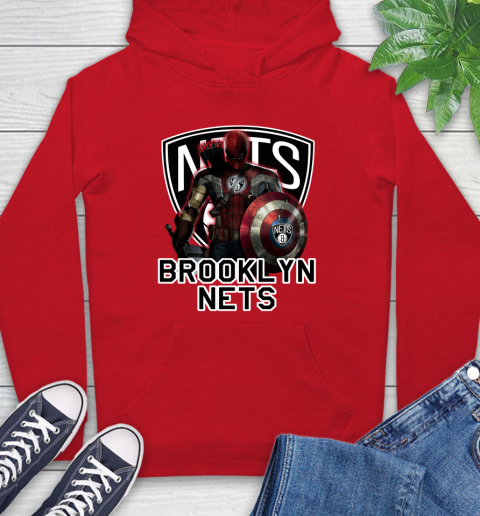 Brooklyn Nets NBA Basketball Captain America Thor Spider Man Hawkeye Avengers Hoodie 10