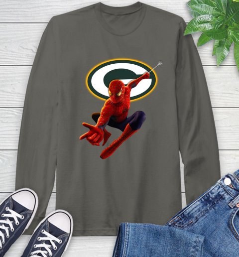 NFL Spider Man Avengers Endgame Football Green Bay Packers Long Sleeve T-Shirt 8