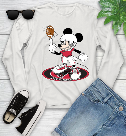 NFL Football Atlanta Falcons Cheerful Mickey Disney Shirt Youth Long Sleeve 12