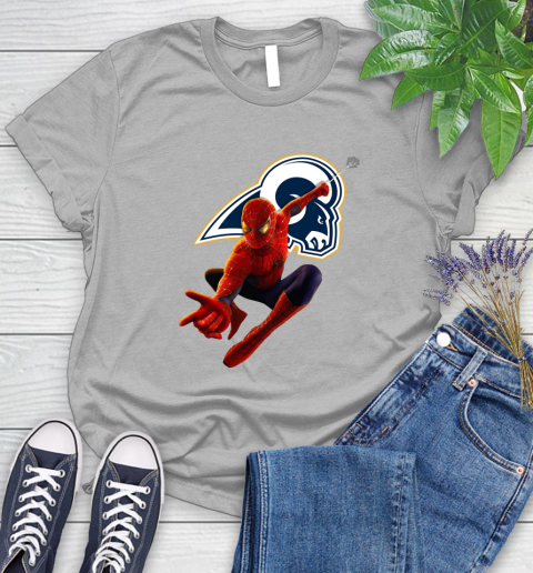 NFL Spider Man Avengers Endgame Football Los Angeles Rams Women's T-Shirt 5
