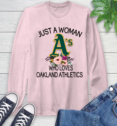 MLB Just A Woman Who Loves Oakland Athletics Baseball Sports Long Sleeve T-Shirt 8