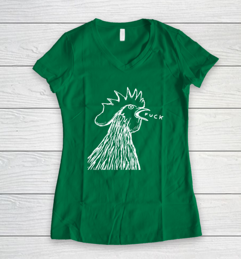 Funny Chicken Rooster Saying FUCK Women's V-Neck T-Shirt 3