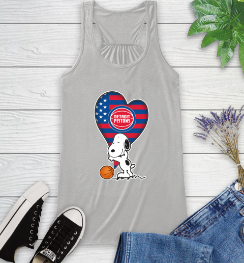 Detroit Pistons NBA Basketball The Peanuts Movie Adorable Snoopy Racerback Tank