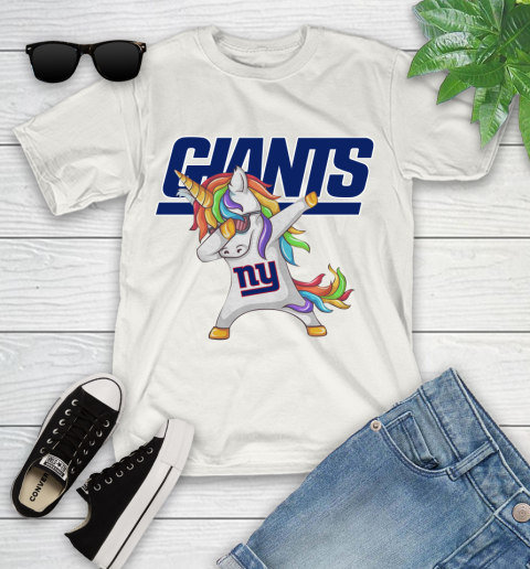 New York Giants NFL Football Funny Unicorn Dabbing Sports Youth T-Shirt